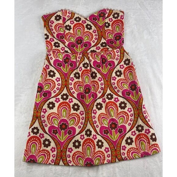 Judith March  Women's Strapless Dress Size L Multicolor Floral - Picture 1 of 11